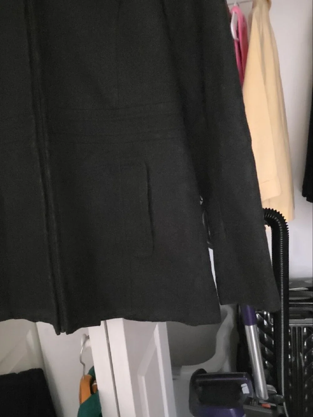 St. John's Bay Black Hooded Zip Jacket Lined Wool Like New